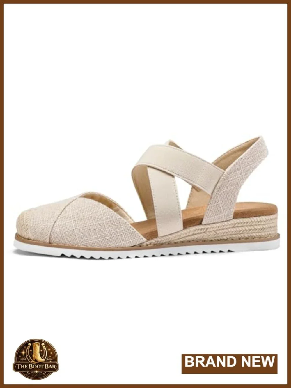 Wedge Sandals Low Heel Comfortable Closed Toe Espadrilles Slip-on Elastic Ankle